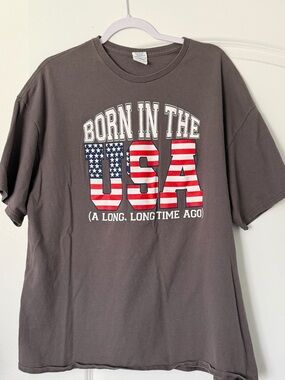 Born In The USA T Shirt Mens 2XL Delta Pro Weight Patriotic Graphic Tee Y2K VTG